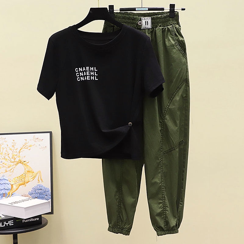 Set áo thun xẻ tà + quần harem phong cách mới 2022 cho nữ (có bán lẻ)