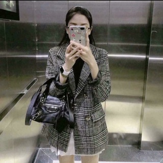 Áo dạ nữ kẻ zara xuất xịn