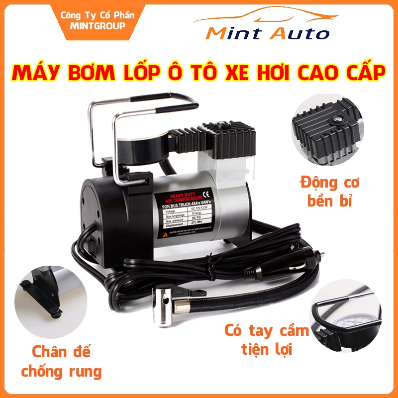 [Mã LIFEAUMAY giảm 10% tối đa 30k đơn 150k] Bơm Lốp Ô Tô Xe Máy Chuyên Dụng DC12V Nhỏ Gọn Mạnh Mẽ - Bảo Hành 12 Tháng