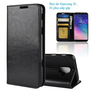 Bao da samsung galaxy j6 , j6 plus nắp gập da mịn o+ cao cấp