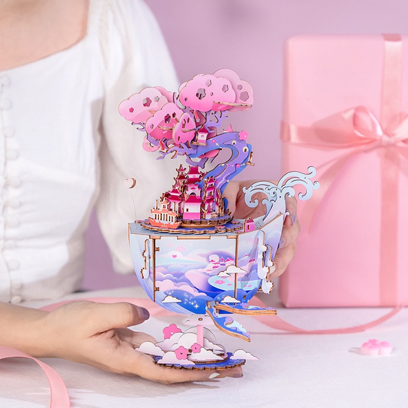 Mô Hình Lắp Ráp Hộp Âm Nhạc Búp Bê ROBOTIME 3D Phong Cách Trung Hoa Siêu Đáng Yêu