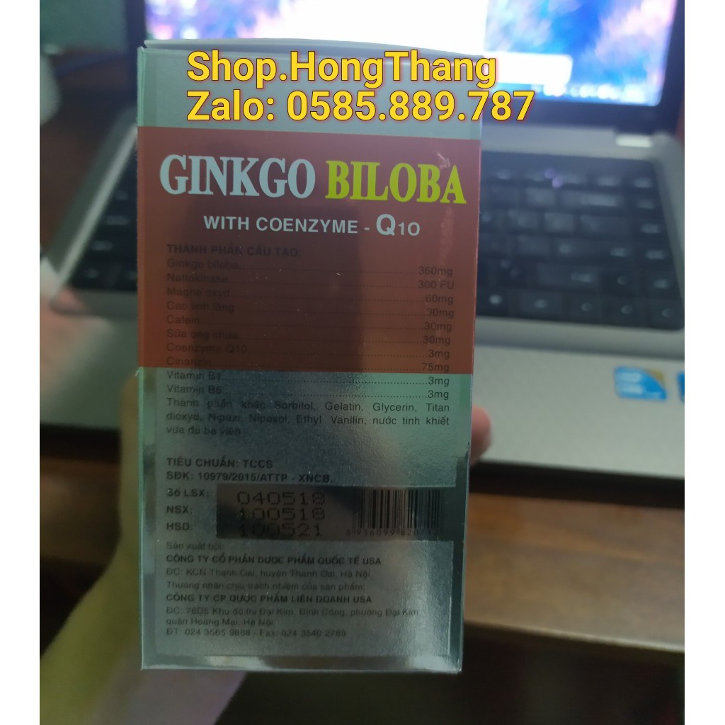 Ginkgo Biloba 360mg Bổ Sung Dưỡng Chất Cho Não, hoạt huyết dưỡng não hộp 100 viên