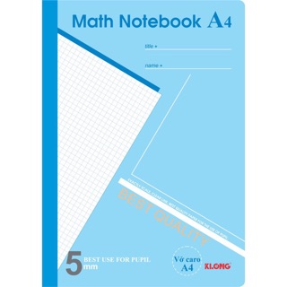 Vở caro KLong A4 Math Notebook 200 trang
