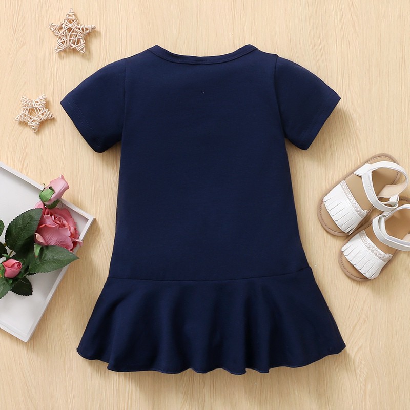 Đầm Mikrdoo vải cotton thiết kế tay ngắn đáng yêu thoải mái dành cho bé