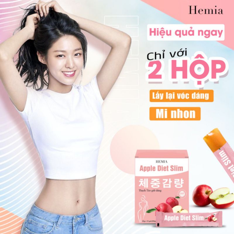 [Mã 44LIFESALE giảm 10% đơn 99K] Thạch táo giảm cân Hemia, giảm cân an toàn tại nhà, 1 hộp 10 cái, chính hãng Hàn Quốc