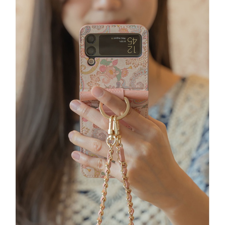 Bao Da Điện Thoại Nắp Gập Có Ngăn Đựng Thẻ Và Dây Đeo Tay Kiểu Hàn Quốc Dành Cho Samsung GALAXY