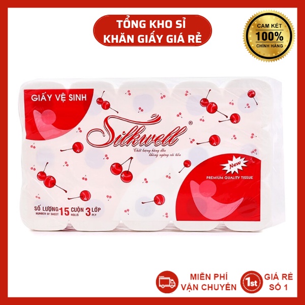 Giấy vệ sinh cao cấp silkwell 3 lớp 15 cuộn