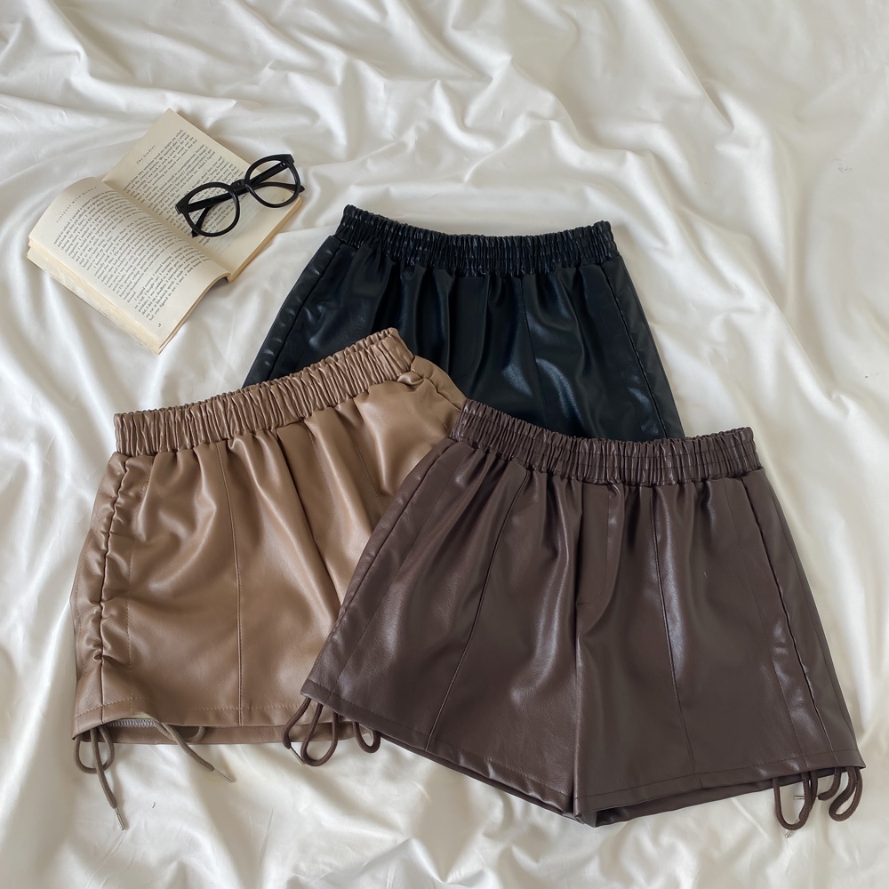 Quần short da lưng cao dáng ôm phong cách Hàn Quốc dễ phối đồ
