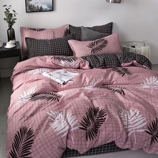 Full Set Trọn Bộ Ga giường Chần Bông Cotton La Liễu Hồng  1m6*2m - 1m8*2m