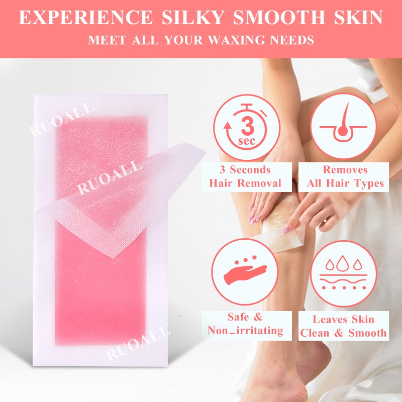 RUOALL 2 miếng sáp dán tẩy lông hai mặt tự nhiên cỡ lớn 9x18 10g