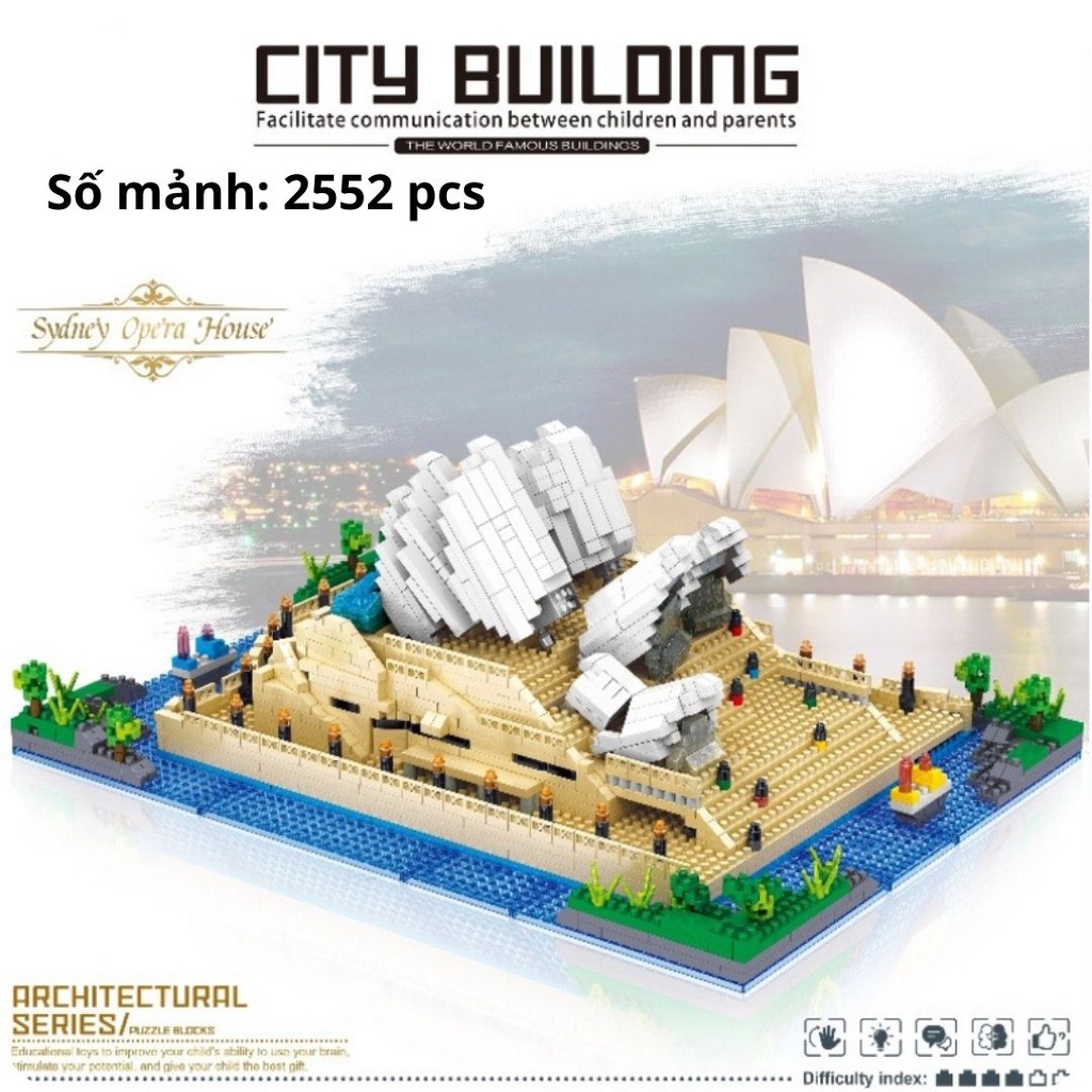 [Có sẵn] [Cực lớn 5500 chi tiết] Đồ chơi xếp hình Lego kỳ quan thế giới EASYKIDS Có sách hướng dẫn ghép City Building