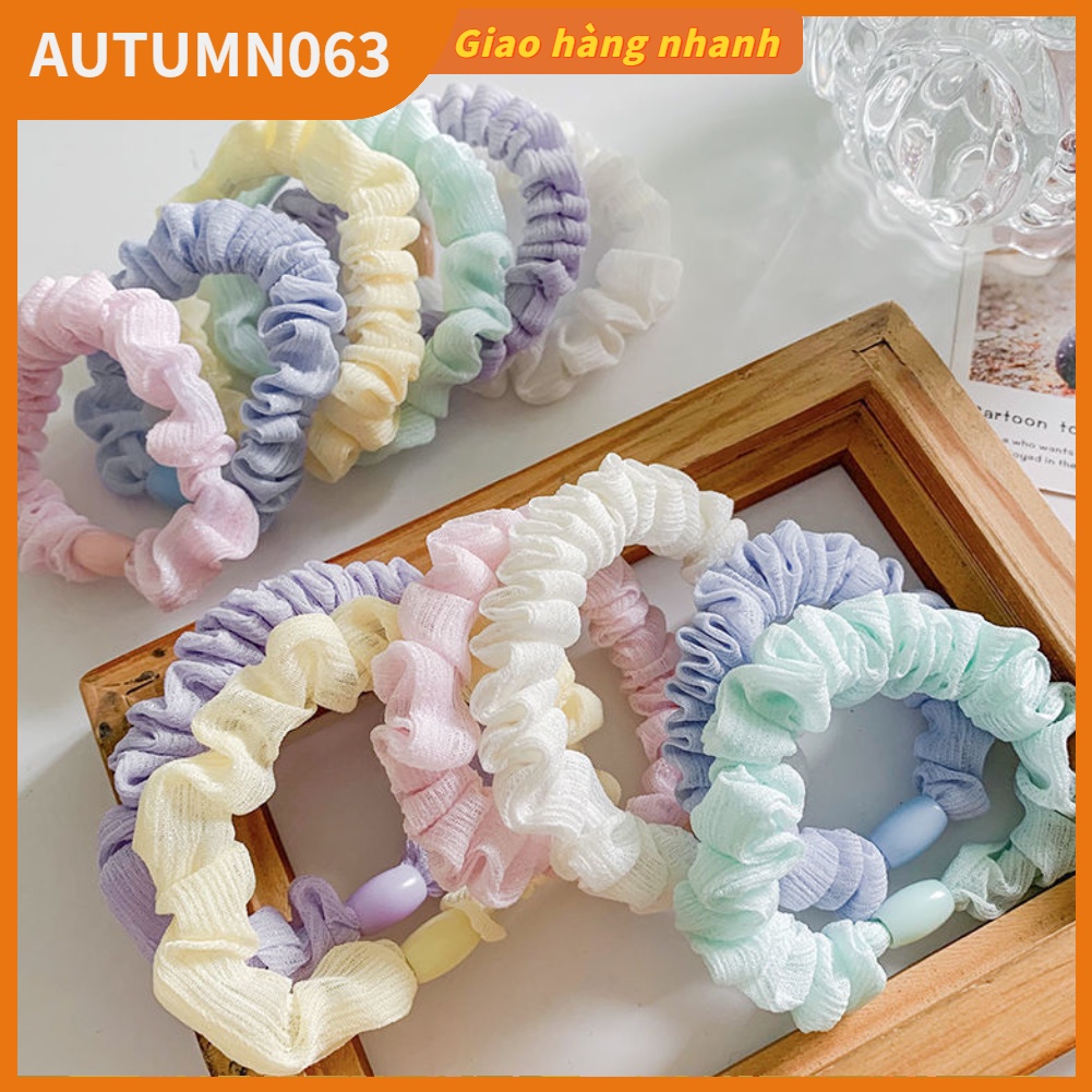 Hàng giao ngay dây buộc tóc đàn hồi chất liệu voan đơn giản mềm dễ thương  Thích hợp cho hàng ngày / đi làm / đi học
