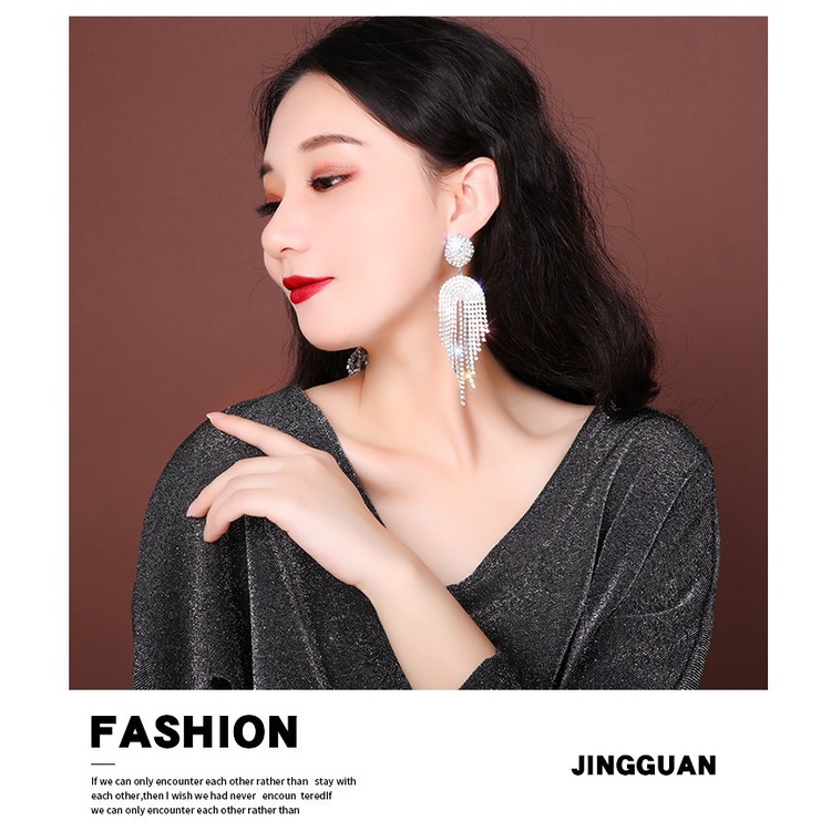 Hoa Tai Dáng Dài Hình Mặt Trăng Và Ngôi Sao Đính Đá Mạ Bạc 925 Cho Nữ