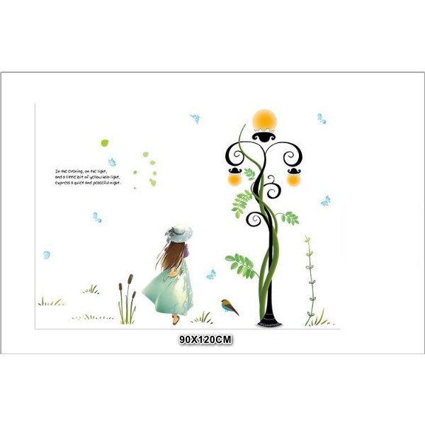 Decal trang trí tường - Bé Gái và cây điện thần kỳ