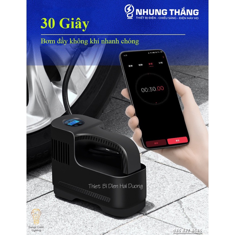 Bơm Lốp Ôtô,Xe Hơi Điện Tử Đa Năng ST-217C - Chế Độ Tự Ngắt - Tích Hợp Đèn Led - Pin Sạc Tích Điện - Bảo Hành 1 Năm