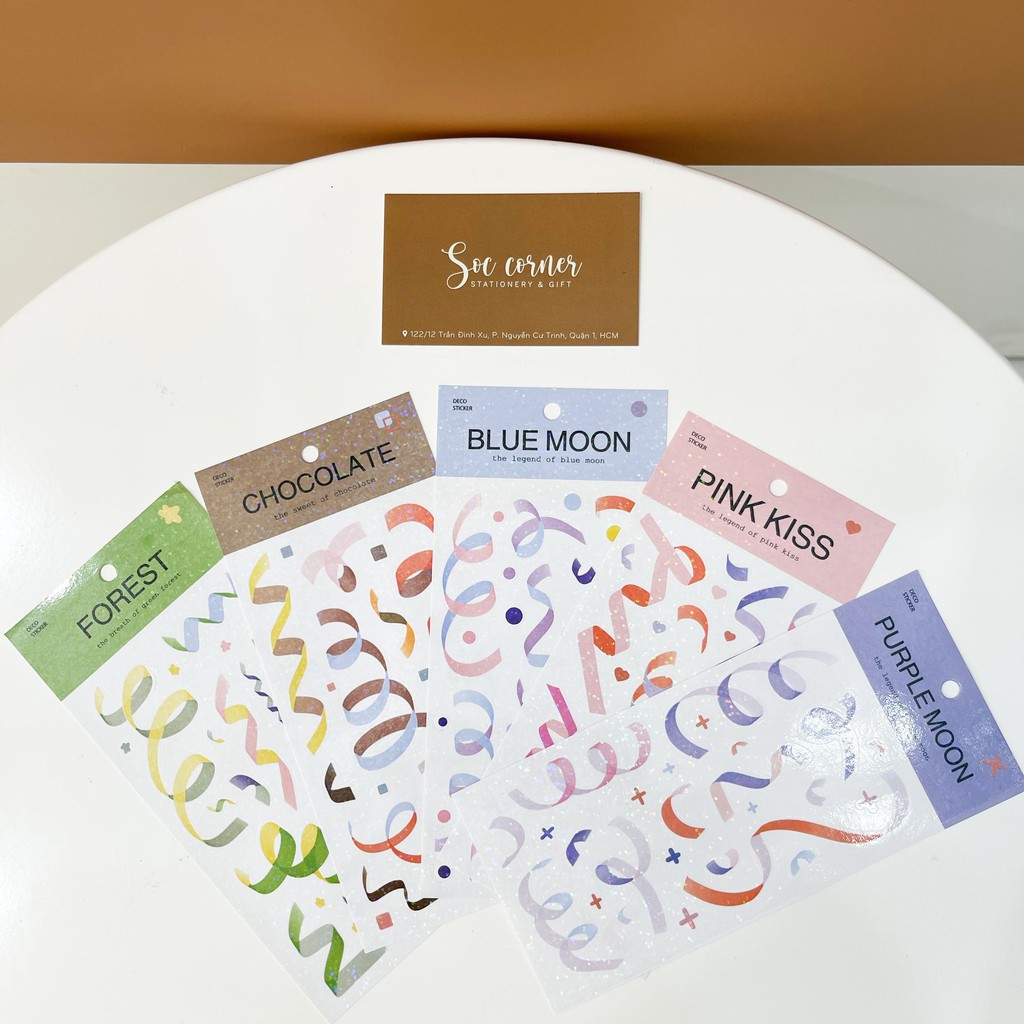 Sticker Confetti ruy băng nhiều màu