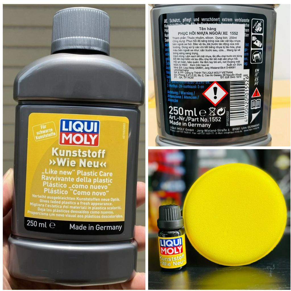 Combo 2chai Phục hồi nhựa nhám Liqui Moly Kunststoff Wie Neu 1552 + Đánh bóg Sonax Xtreme Polish Wax 3 cho xe máy xe oto