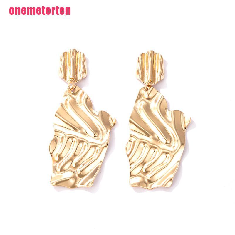 【TEN】Geometric Flowers Gold Dangle Earrings for Women Luxury Leaf Earrings Jewe