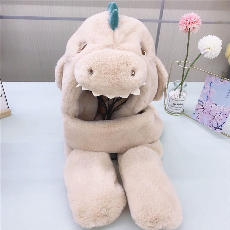 Mũ Nón Đội Đầu Hình Khủng Long Siêu Dày Ấm Dễ Thương Ngộ Nghĩnh Cute