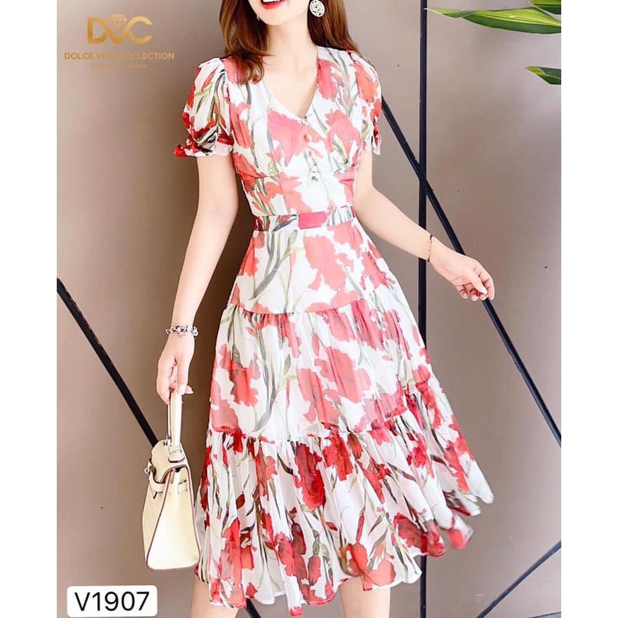 VÁY HOA ĐUÔI CÁ CỔ V - HÀNG THIẾT KẾ DVC | BigBuy360 - bigbuy360.vn