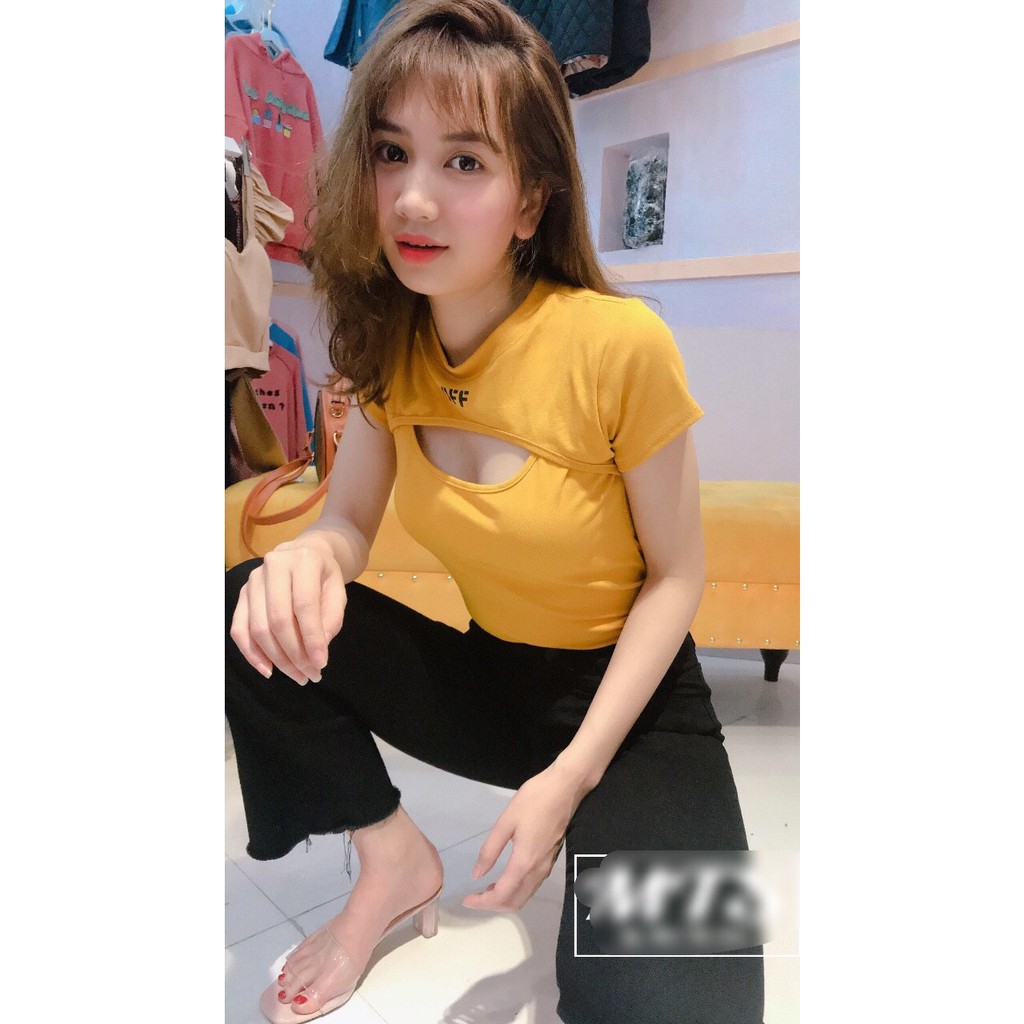 Áo Khoét Off Trước Ngực Chất Zip Quyến Rũ ( Ảnh thật 100%)