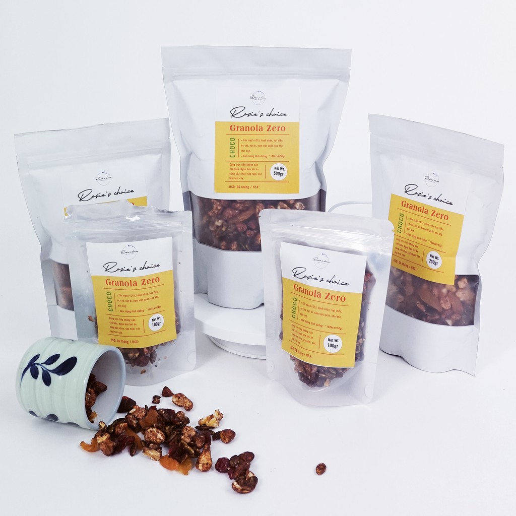 Granola Zero Hạt Cao Cấp (không yến mạch), Vị Chocolate, Túi 100gram -  Rosie’s Choice