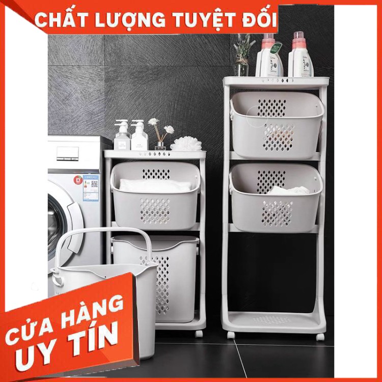 Kệ đựng đồ 3 tầng đa năng 5567, Rổ đựng quần áo 3 tầng có bánh xe nhựa Việt Nhật