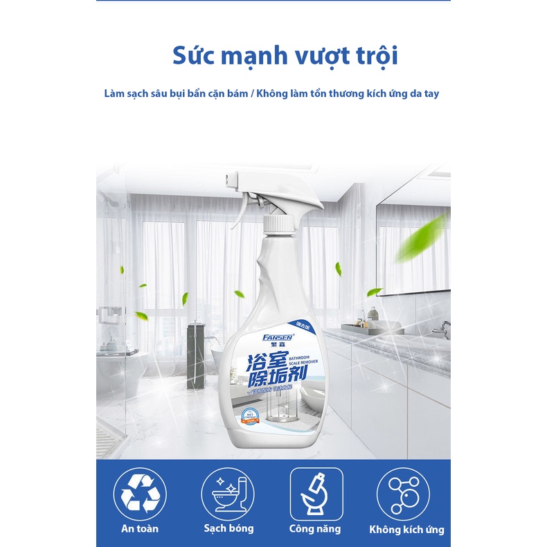 Tẩy cặn canxi cao cấp làm sạch vòi rửa ,vách kính,mặt bếp,gạch men chai dung tích 500ml tiện dụng