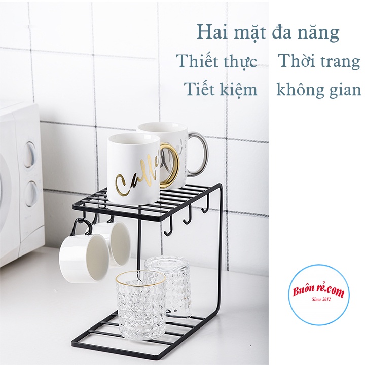 Giá treo cốc, chén để bàn tách 6 móc tiện lợi - Giá treo cốc uống trà, décor ngôi nhà của bạn - 01563