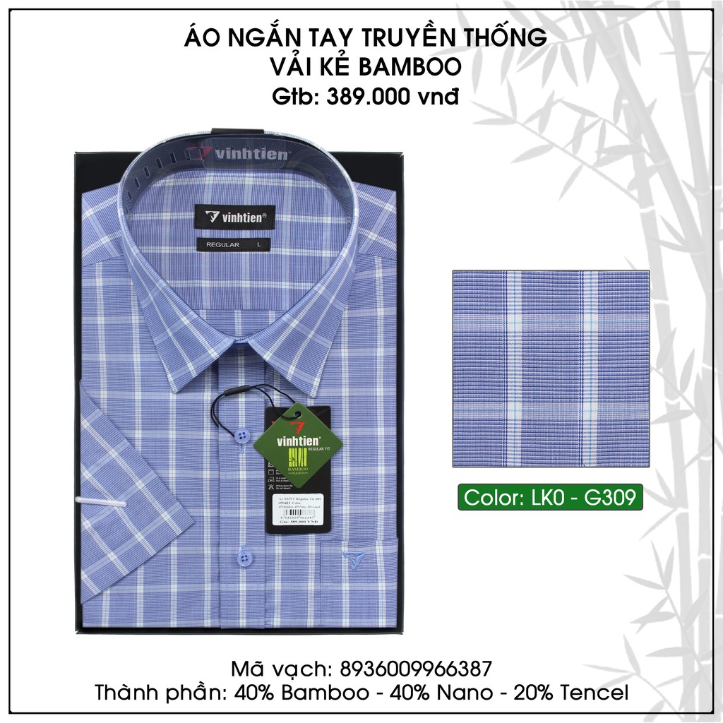 Áo Sơ Mi Ngắn Tay Regular Caro Bamboo Vạt Ngang Vĩnh Tiến 389 | BigBuy360 - bigbuy360.vn