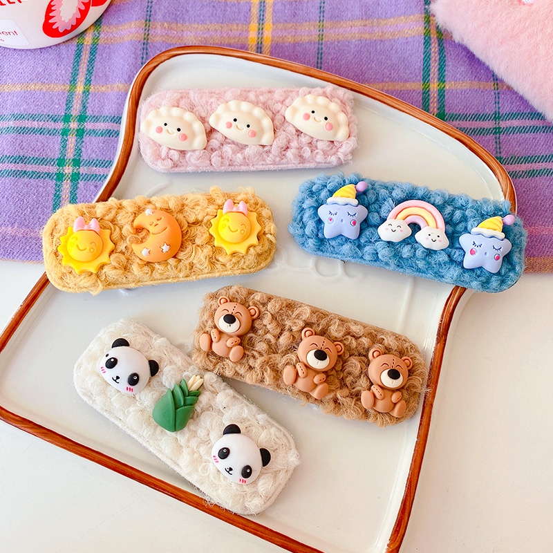 Miếng dán tóc hình gấu hoạt hình phong cách hàn quốc đáng yêu dành cho bé gái