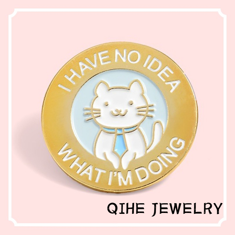 Ghim Cài Áo QIHE JEWELRY Hình Chú Mèo Con Đáng Yêu Chất Lượng Cao