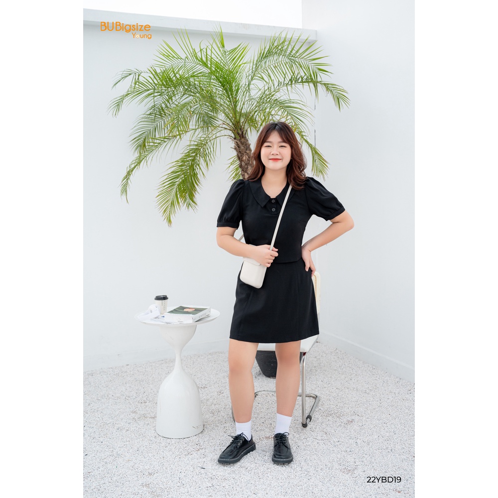 Set áo thiết kế cổ bẻ có cúc + Chân váy chữ A BIGSIZE (55kg đến 95kg) - 22YBD19 - [BU Bigsize Young]