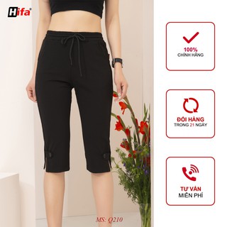 Quần lửng nữ cạp chun vải Umi phối gấu cao cấp, đồ ngố nữ co giãn tốt dáng ôm Hifa Hoàng Hiền - Q210