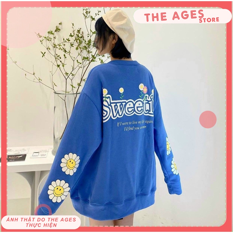 Áo khoác cardigan nữ form rộng Hoa Hướng Dương [THE AGES], áo khoác nỉ cardigan unisex ulzzang hàn quốc | BigBuy360 - bigbuy360.vn