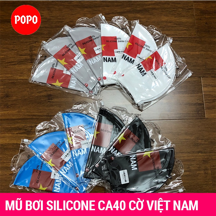 Mũ bơi người lớn silicone in Cờ Việt Nam chống nước tuyệt đối khi thi đấu CA40 chính hãng SPORTY