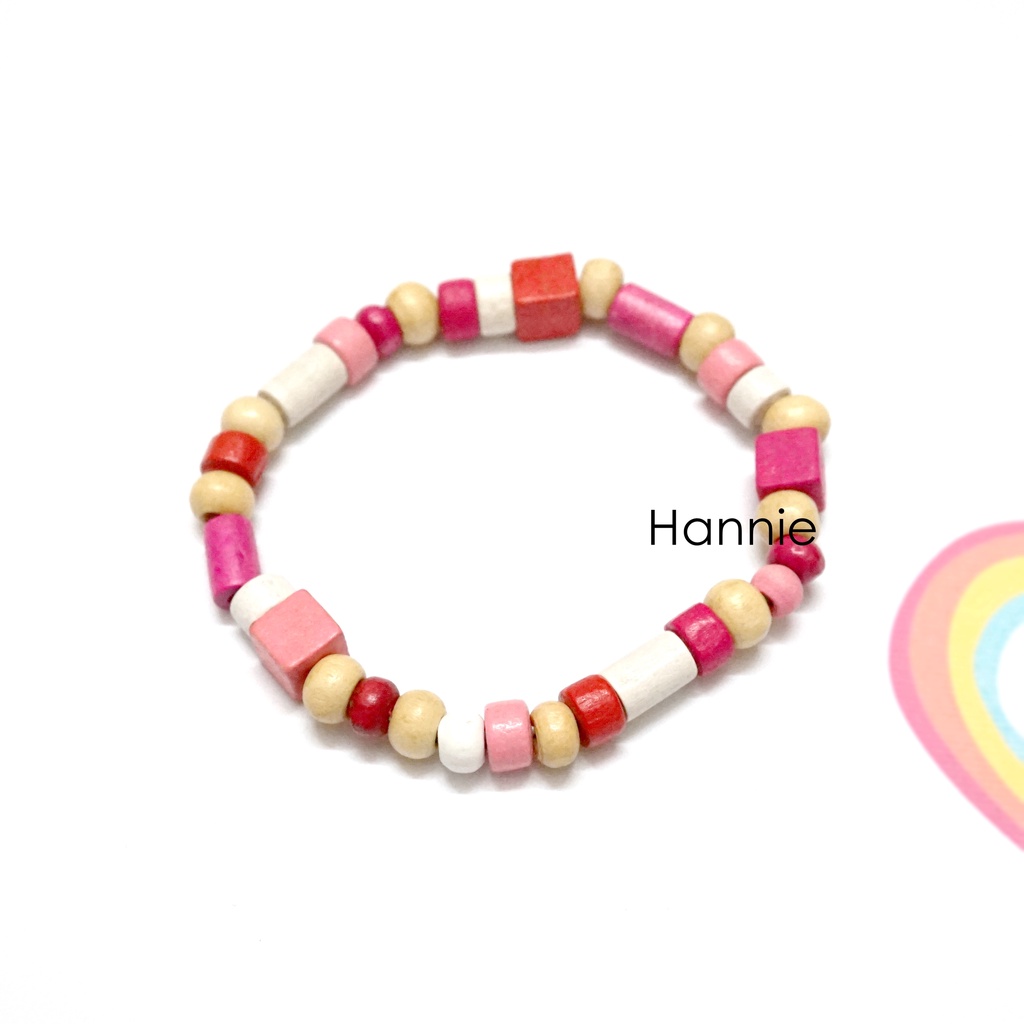 (Hồng/Nâu/Xanh/Vàng/Đỏ) Vòng tay hạt gỗ nhiều màu - Dây đeo tay nam nữ handmade đơn giản