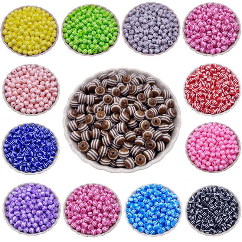 Set 50 Hạt Nhựa 6mm Màu Sắc Cầu Vồng Dùng Làm Trang Sức Vòng Tay/ Vòng cổ DIY