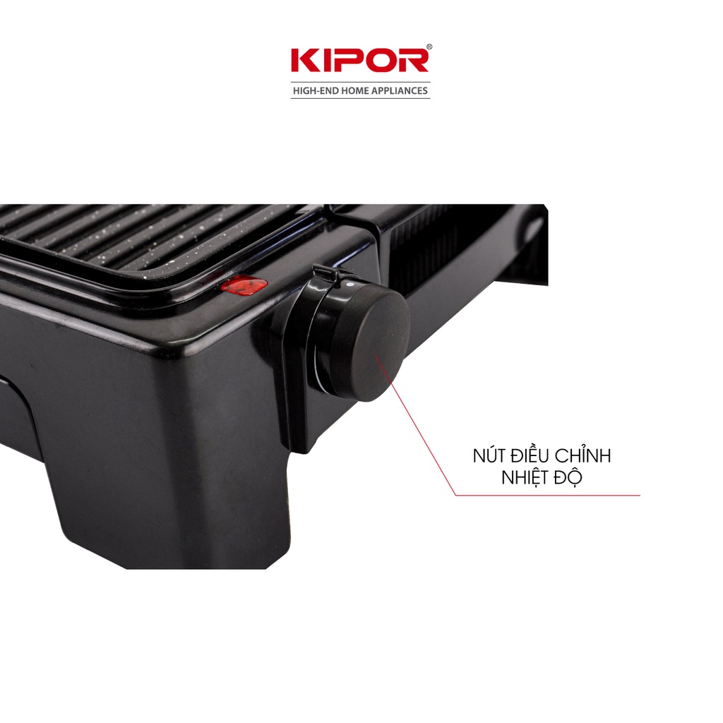 Bếp nướng điện không khói KIPOR KP-GR4926 - Khay nướng rời chống dính WHITFORD của USA - Bảo hành tại nhà 12 tháng