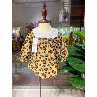 Váy babydoll da báo cổ bèo cho bé gái