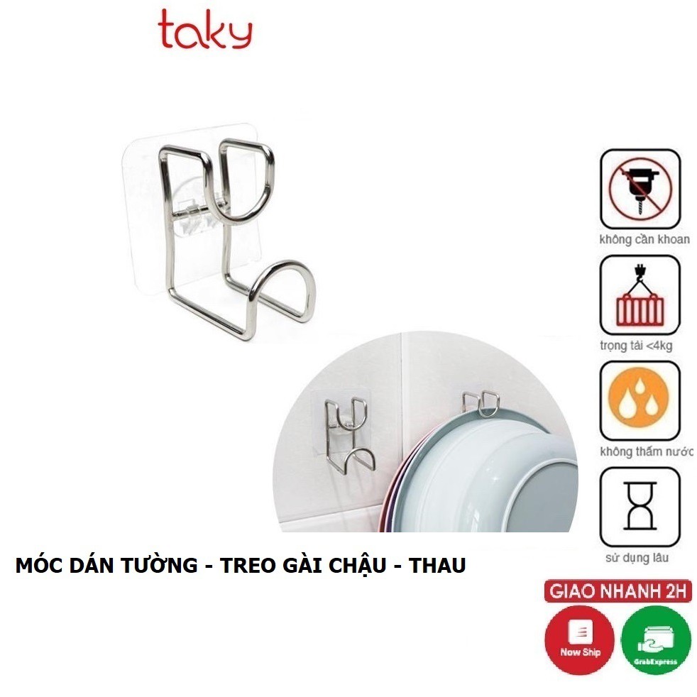 Móc Inox  - Taky, Treo Thau, Chậu Dán Tường Nhà Tắm, Dán Tường Chắc Chắn Với Miếng 3M, Không Khoan Đục -  2013