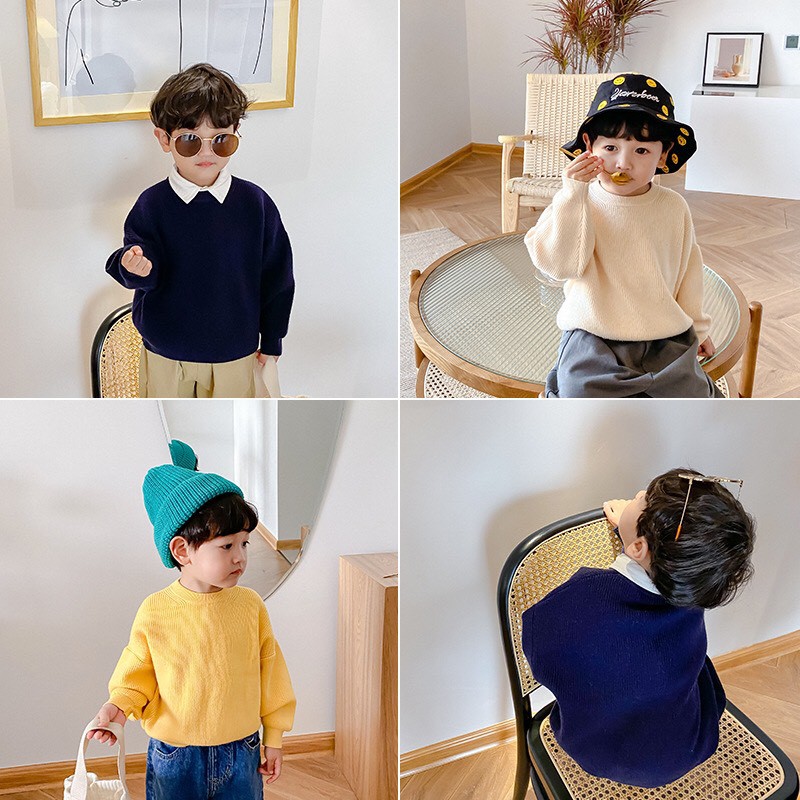 Áo len cho bé gái/ trai Ambb Kids cổ tròn hàng Quảng Châu xịn (kèm clip + ảnh thật)