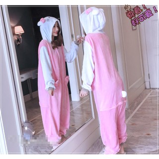 Bộ đồ ngủ lông hình thú mèo hello kitty (Có size trẻ em)