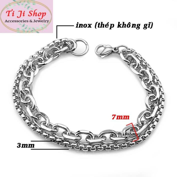 lắc tay inox 2 tầng sáng, đẹp không đen - chọn size theo yêu cầu