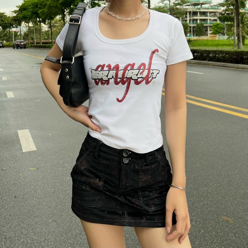 Áo ERRORIST in kim tuyến angel sleeve trắng