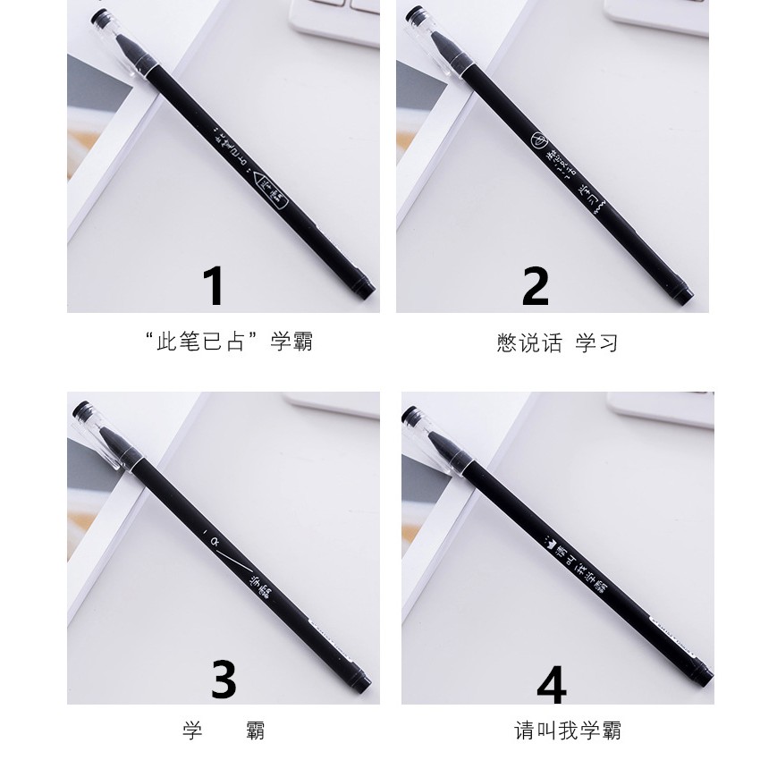 Bút bi gel 0.38mm mực đen có nắp thiết kế đơn giản dễ thương đa dụng
