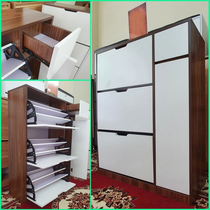 Tủ giầy nguyên khối 3 tầng thông minh có ngăn kéo chứa đồ - bảo hành 2 năm