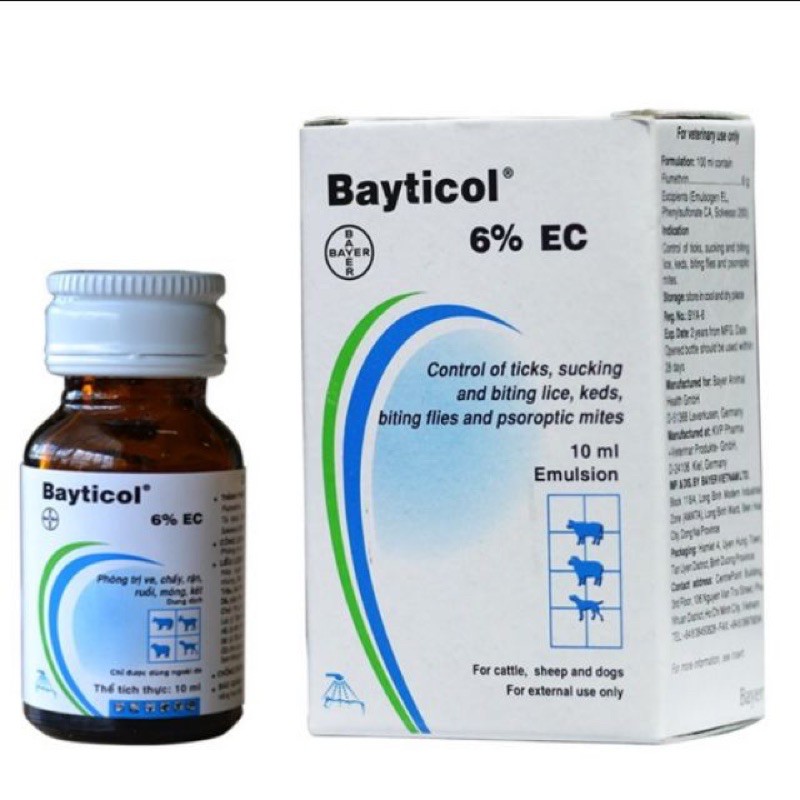 Thuốc Diệt Ve Bọ Vệ Sinh Môi Trường Bayticol 10ml là sản phẩm diệt ve - bọ chét môi trường