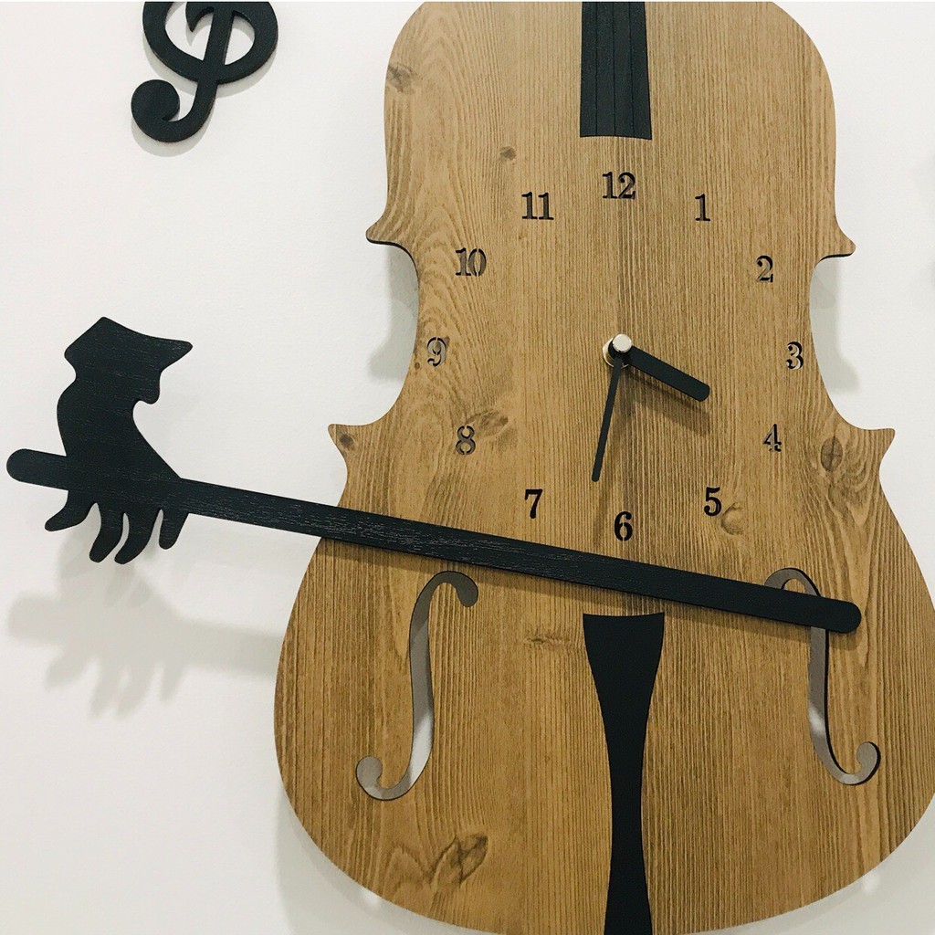 [ Mẫu mới] Đồng hồ treo tường, đồng hồ treo tường trang trí nhà cửa decor phòng Cây Đàn - Cello Wall Clock
