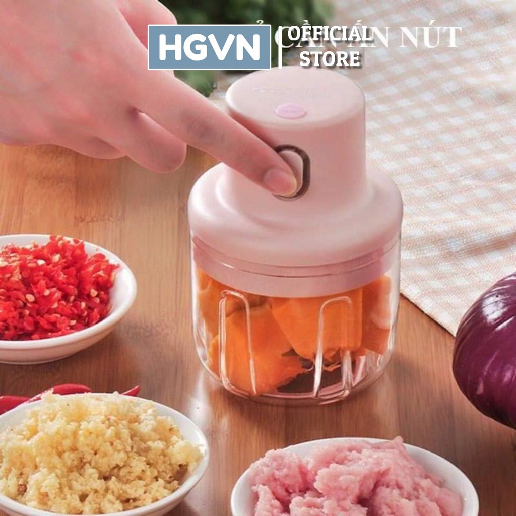 Máy Xay Tỏi, Ớt Hành Thịt Mini Cầm Tay HGVN Đa Năng Sạc Pin Tiện Dụng